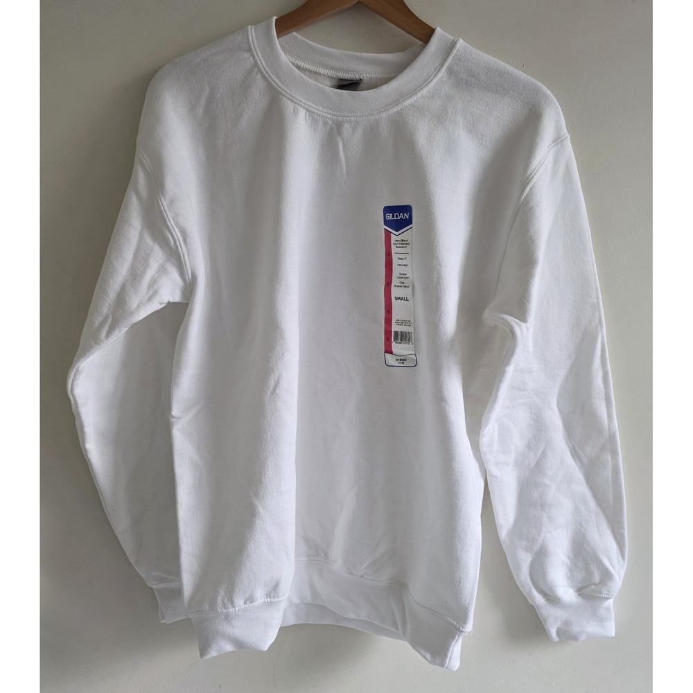 Gildan G18000 Heavy Blend Adult Crewneck Sweatshirt White Small NWT